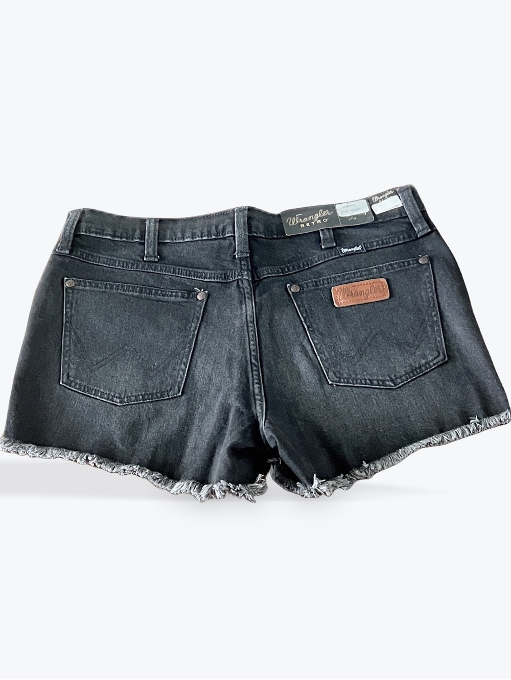Wrangler Black Frayed Hem Denim Shorts